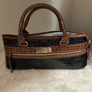 Samantha Brown Black & Brown Faux Croc Wine Purse
